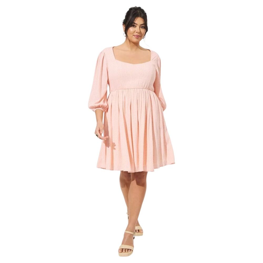 Torrid Dress Womens Size 1 1X Mini Wash Gauze‎ Open Back Skater Pristine Pink